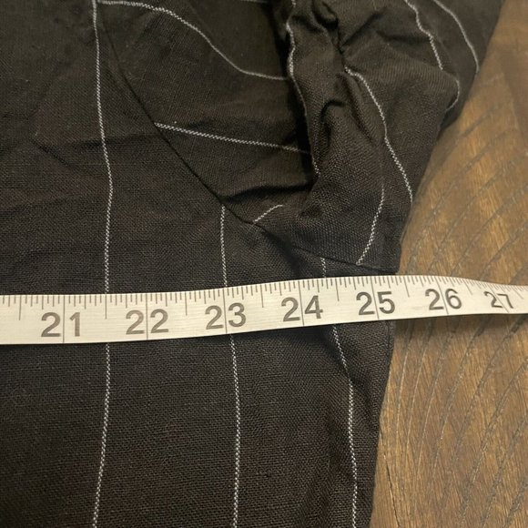 Cottage Clothing Black Stripe 100% Linen Popken Hem Button Up Shirt Size XL - Picture 6 of 10